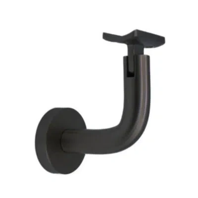 Linnea Surface Mount Handrail Bracket With Round Rose And Curved Plate In Satin Black