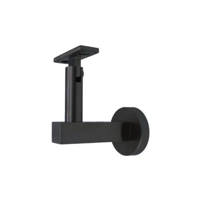 Linnea Surface Mount Handrail Bracket With Round Rose And Flat Plate In Matte Black,satin Black
