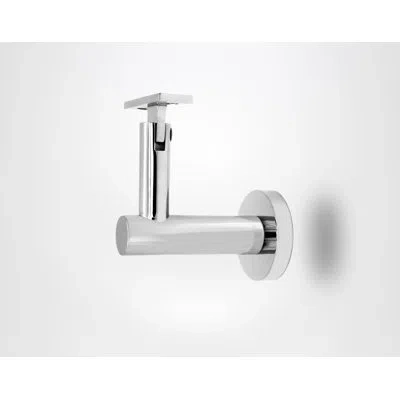 Linnea Surface Mount Handrail Bracket With Round Rose And Flat Plate In Polish Stainless Steel