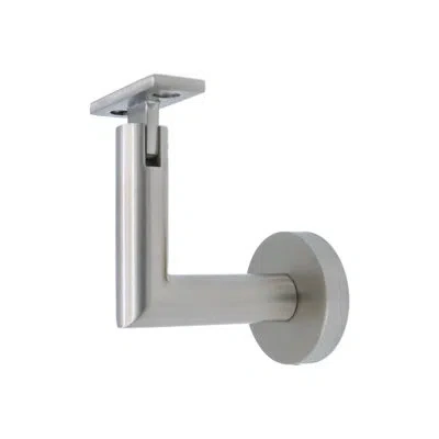 Linnea Surface Mount Handrail Bracket With Round Rose And Flat Plate In Satin Stainless Steel