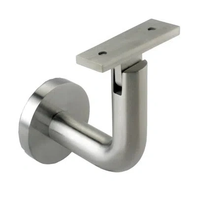 Linnea Surface Mount Handrail Bracket With Round Rose And Flat Plate In Satin Stainless Steel