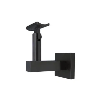 Linnea Surface Mount Handrail Bracket With Square Rose And Curved Plate In Matte Black,satin Black