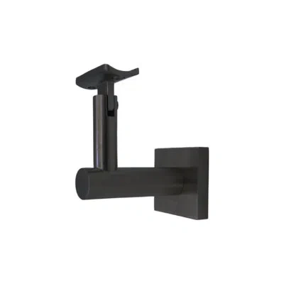 Linnea Surface Mount Handrail Bracket With Square Rose And Curved Plate In Satin Black