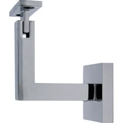 Linnea Surface Mount Handrail Bracket With Square Rose And Flat Plate In Polish Stainless Steel