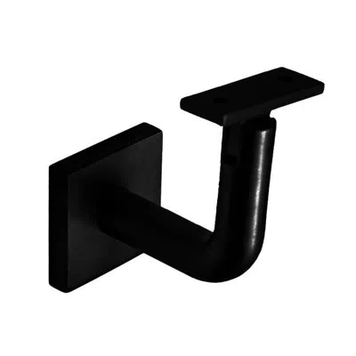 Linnea Surface Mount Handrail Bracket With Square Rose And Flat Plate In Satin Black