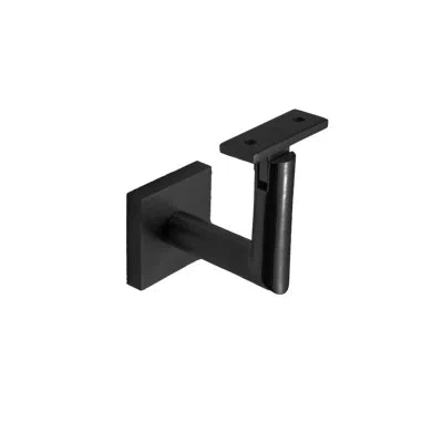 Linnea Surface Mount Handrail Bracket With Square Rose And Flat Plate In Satin Black