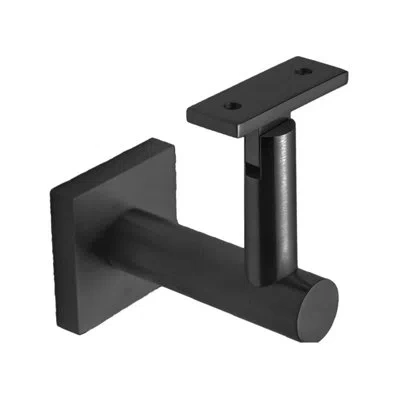 Linnea Surface Mount Handrail Bracket With Square Rose And Flat Plate In Satin Black