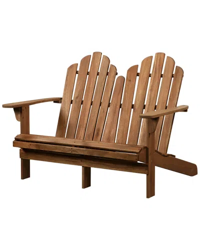 Linon Adirondack Double Bench Teak Finish In Brown