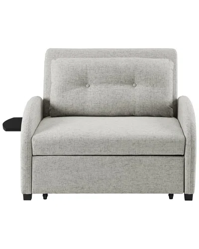 Linon Aileen Wide Convertible Chair Bed In Gray