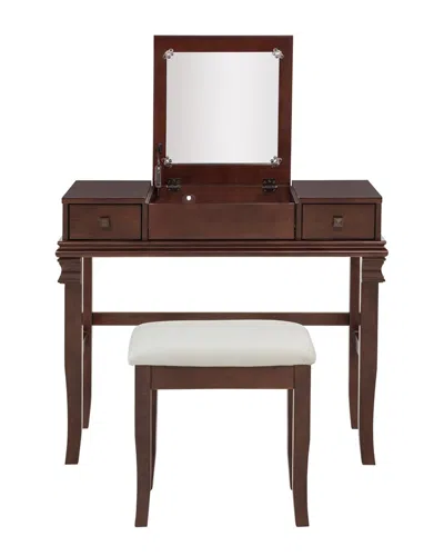 Linon Angela Vanity Set In Brown