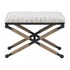 Linon Arjean Living Room Collection Upholstered Footstool In Black