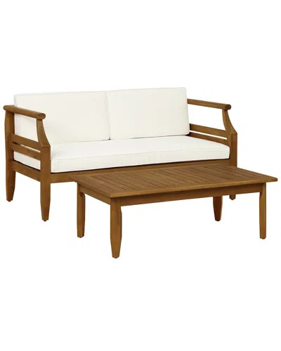 Linon Arlen Outdoor Loveseat & Coffee Table In Brown