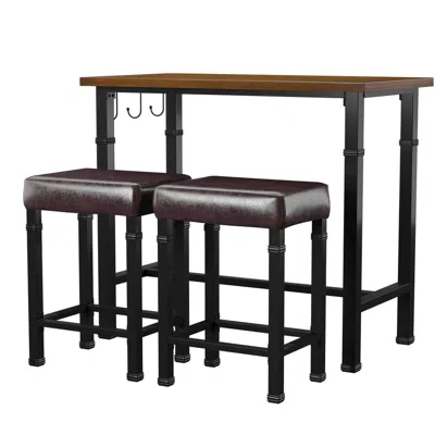 Linon Austin Three Piece Pub Set In Brown