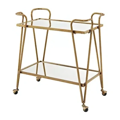 Linon Bar Cart W/castors In Yellow