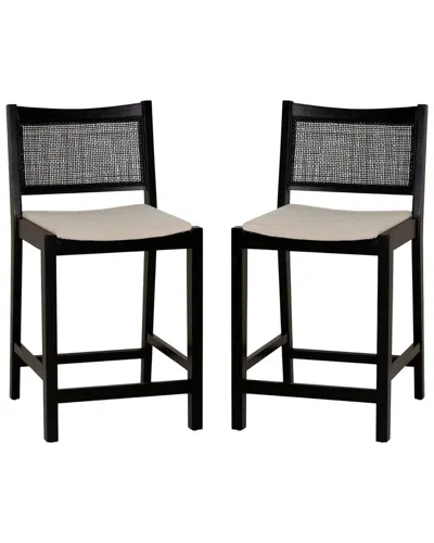 Linon Beaux Pack Of 2 Cane Counter Stools In Black