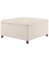 Linon Bella Square Storage Ottoman In White
