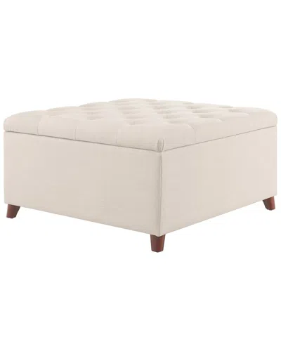 Linon Bella Square Storage Ottoman In White