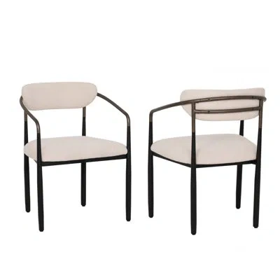 Linon Berkoff Cream Upholstered Dining Chairs Set Of 2 In Neutral
