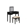 Linon Black Butterfly Vanity And Stool In Black