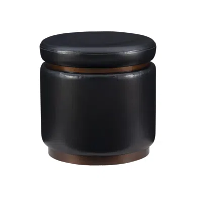 Linon Blanche Storage Ottoman Black Pu