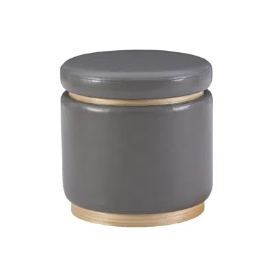 Linon Blanche Storage Ottoman Grey Pu