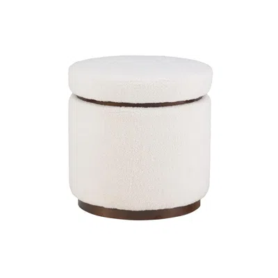 Linon Blanche Storage Ottoman Natural Walnut In White