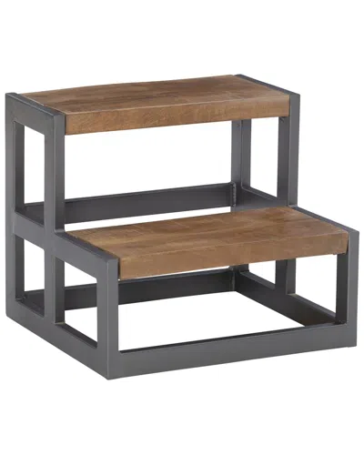 Linon Bodie Wood & Metal Bed Steps In Brown