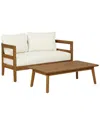 Linon Breton Outdoor Loveseat & Table In Brown
