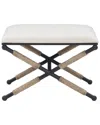 Linon Campaign Linen Accent Stool