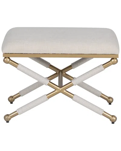 Linon Campaign Rope Stool In White
