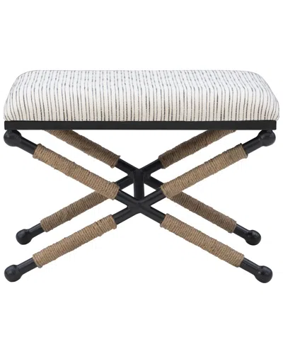 Linon Campaign Striped Accent Stool In Brown