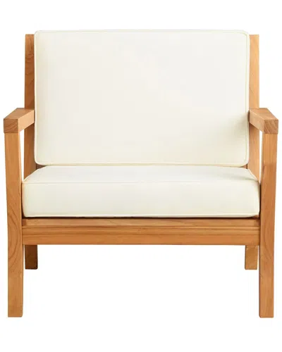 Linon Cannon Teak Outdoor Arm Chair With Cushions