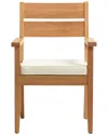 Linon Cannon Teak Outdoor Dining Armchair With Seat Cushion