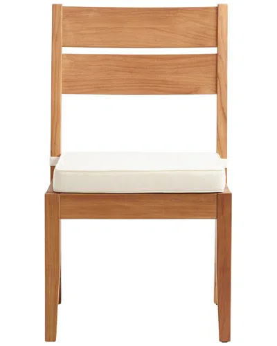 Linon Cannon Teak Pack Of 2 Outdoor Dining Chairs With Seat Cushions