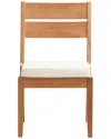 Linon Cannon Teak Pack Of 2 Outdoor Dining Chairs With Seat Cushions