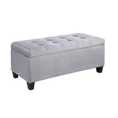 Linon Carmen Shoe Storage Ottoman In Gray