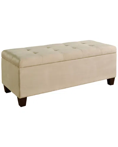 Linon Carmen Shoe Storage Ottoman In Neutral