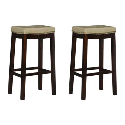 Linon Claridge 2 Pk Beige Bar Stool In Brown