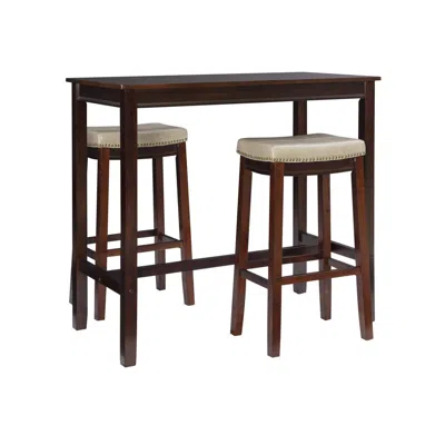 Linon Claridge 3pc Bar Set Brown Beige
