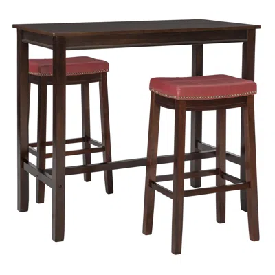 Linon Claridge 3pc Bar Set Brown Red In Multi
