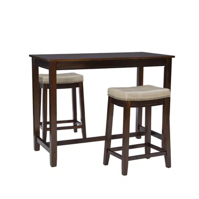 Linon Claridge 3pc Counter Set Brown Beige