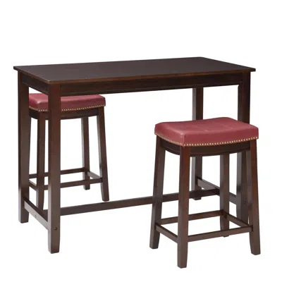 Linon Claridge 3pc Counter Set Brown Red In Multi
