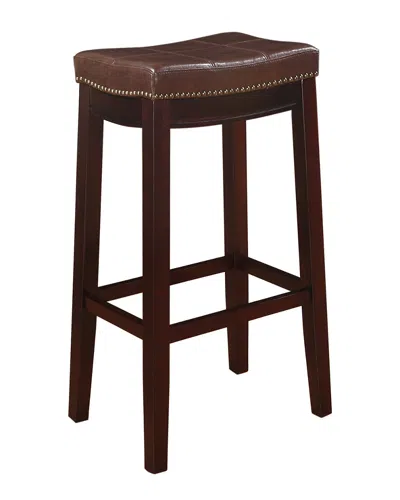 Linon Claridge Patches Bar Stool In Burgundy