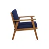 Linon Cole Outdoor Chat 4 Piece Seating Set With Blue Cushions In Blue