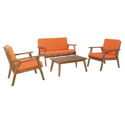 Linon Cole Outdoor Chat Set In Orange