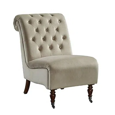 Linon Cora Mink Tufted Slipper Chair In Neutral