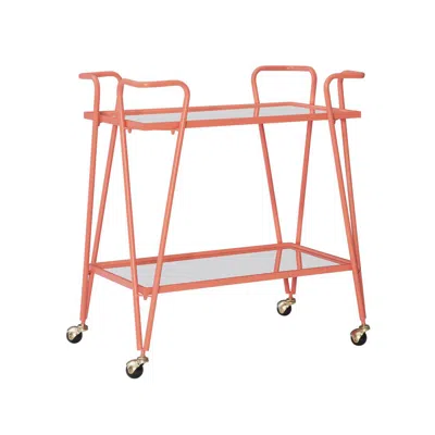 Linon Coral Mid-century Bar Cart In Orange