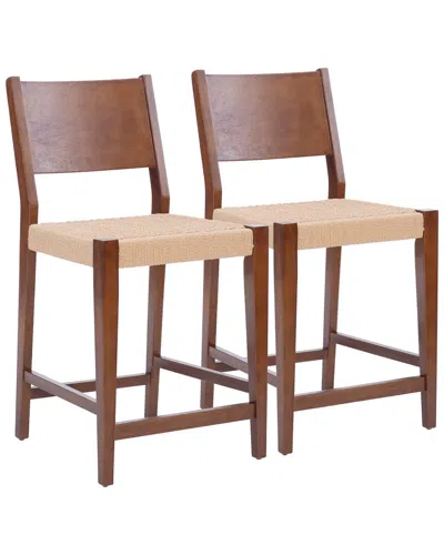 Linon Cosgrove Counter Stool With Rope Seat In Brown