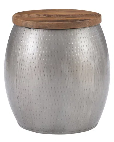 LINON LINON DREYFUS DRUM SIDE TABLE WITH STORAGE