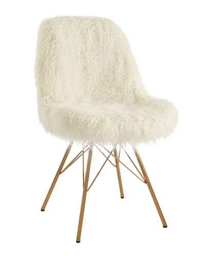 Linon Eliza Faux Fur Chair With Gold Metal Base In Neutral